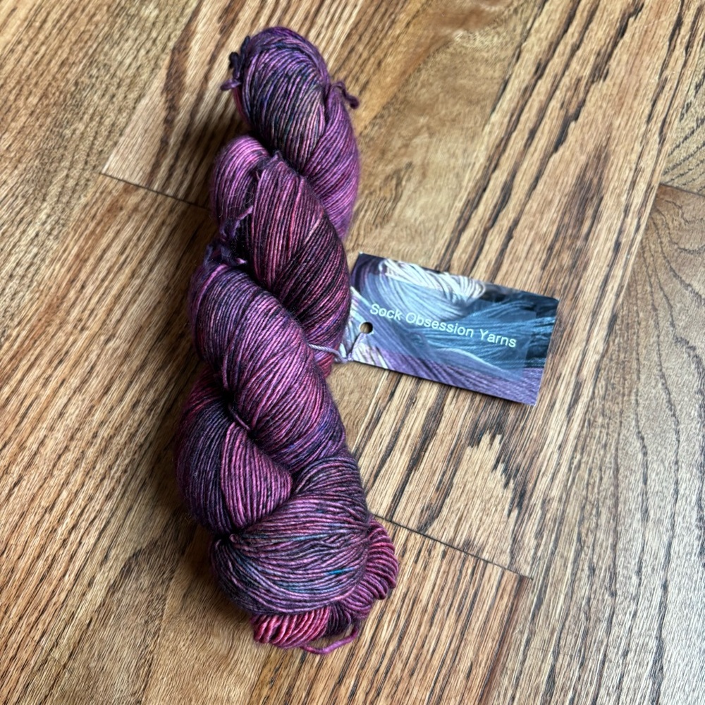 Sock Obsession Yarn Fingering Variegated Superwash Merino Wool Purple Knit NWT